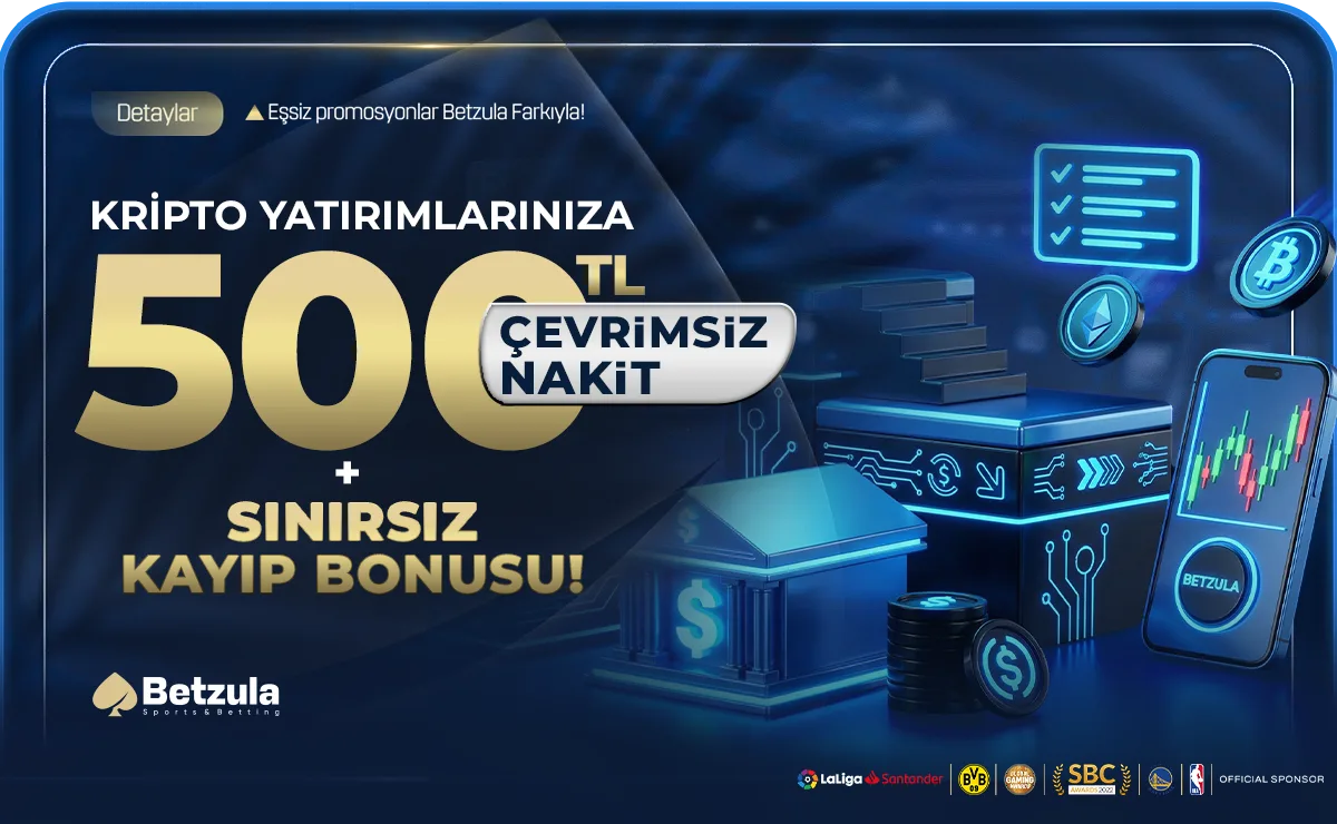 Betzula Kripto Yatırımlarına Özel 500 ₺ Nakit Hediye kampanya görseli
